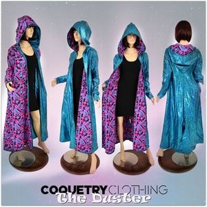 Coquetry Long Sleeve Reversible Hooded Duster